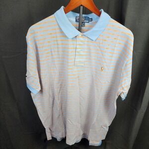 Polo Ralph Lauren Blue With Orange Stripes Size XL 100% Cotton